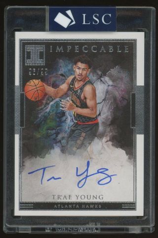 2018 - 19 Panini Impeccable Trae Young Hawks Rc Rookie Auto 96/99