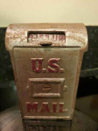 Paint Vintage Cast Iron U.  S.  Mail Savings Bank - Lift Up Door,  4 - 1/2 "