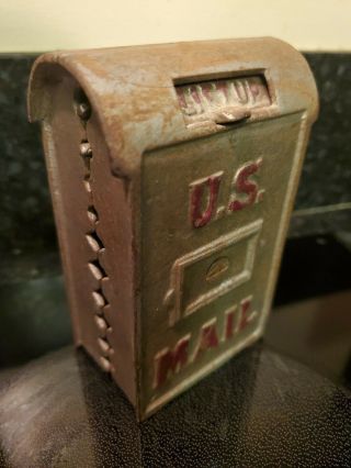 PAINT Vintage Cast Iron U.  S.  MAIL Savings Bank - LIFT UP DOOR,  4 - 1/2 