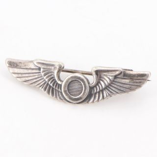 Vtg Sterling Silver - Wwii Military Army Air Corps Pilot Wings Brooch Pin - 4g