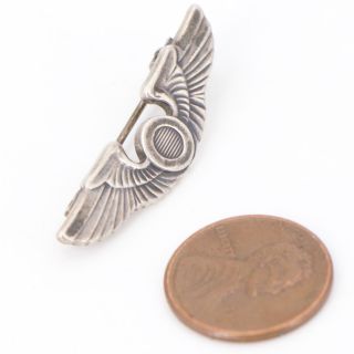 VTG Sterling Silver - WWII Military ARMY Air Corps Pilot Wings Brooch Pin - 4g 3