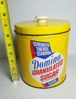 Vintage Antique 60’s Domino Sugar Metal Graphic Tin Yellow Kitchen Advertising 2