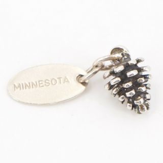 Vtg Sterling Silver - Minnesota Pinecone Souvenir Bracelet Charm - 2.  5g