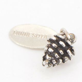 VTG Sterling Silver - Minnesota Pinecone Souvenir Bracelet Charm - 2.  5g 2