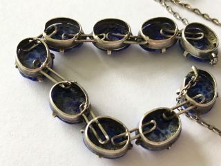 Antique Vintage Art Deco silver lapis lazuli necklace. 3