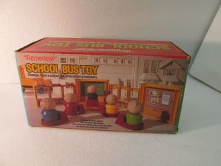 Vintage 1987 Tuppertoys School Bus Toy Classroom & Figures T4205