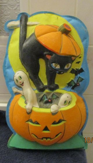 Vintage 3d Halloween Pumpkin Cat Ghost Light - Up Decoration