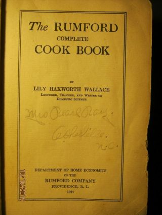 Antique - The Rumsford Complete Cook Book - 1927