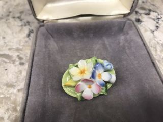Vintage Harrods Hand Made Bone China Flower Brooch Collar Pin 3
