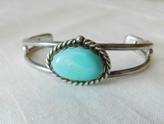Vintage Navajo Sterling Silver Sleeping Beauty Turquoise Cuff Bracelet