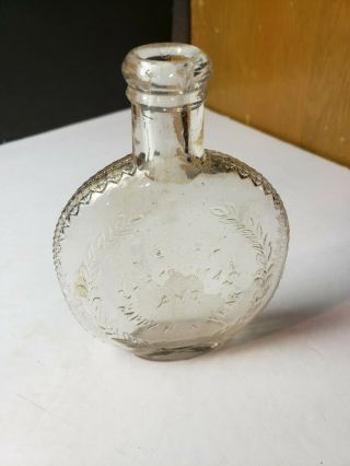 Vintage 1890s Whiskey Flask Merry Christmas And Happy Year Bottle