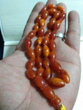 Antique Natural Baltic Amber Islamic Prayer Beads Tasbih 32.  5 Gram