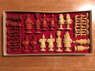 Vintage Lewis Carroll Alice In Wonderland Chess Set 1966 Complete