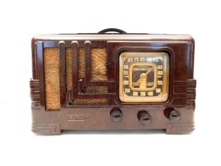 Vintage 1940s Art Deco Fada Antique Old Chrome Strip Handle Bakelite Tube Radio