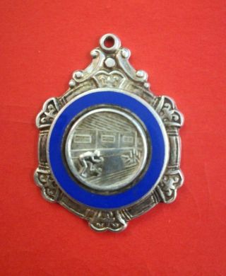Vintage Silver Bowling Medal/pendant Heavy And Enameled Piece