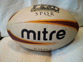 Vintage Mitre Roma Rugby Ball Size 5 Spqr Collectible Rome