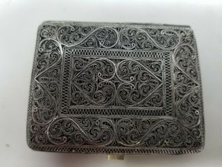 Russian 19th Century Solid Silver Filigree Cigarette Case