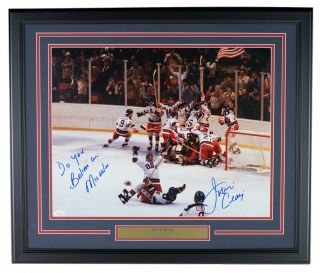 Jim Craig Signed Framed 1980 Usa Miracle On Ice 16x20 Photo Do You Believe Jsa