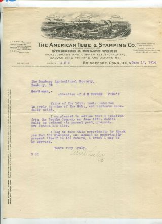 Vintage Letterhead American Tube & Stamping Co Bridgeport Ct 1914 Brass Copper