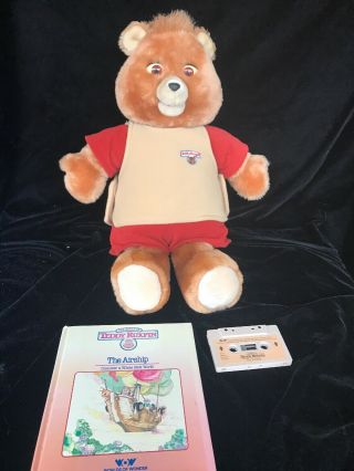 Vintage 1985 Worlds Of Wonder Teddy Ruxpin Talking Bear W/book & Tape All Work