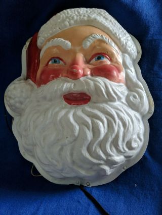 Vintage Hanging Santa Head Face Blow Mold Christmas Decoration Light Up