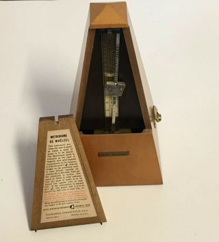 Vintage Seth Thomas Metronome De Maelzel 10 Wood Case Wind Up Great