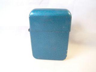 Vintage Executive Windproof Blue Enamel Heavy Flip Top Lighter Sparking Well