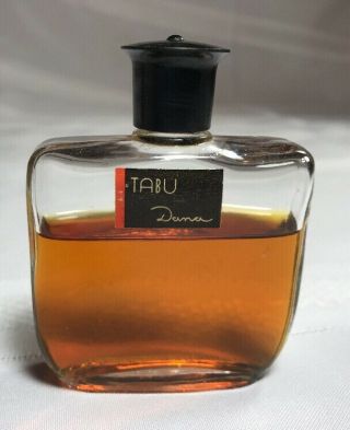 Vintage " Tabu " By Dana Eau De Cologne 8oz Glass Bottle 3/4 Full