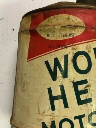 Vintage Wolfs Head Motor Oil Can Metal 5 gallon 1116 2