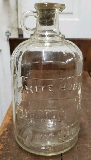 Vintage White House Vinegar Half Gallon Jug With Pour Spout And Cork Stopper