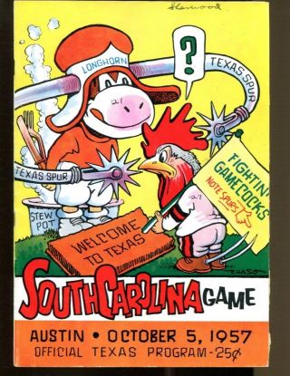 1957 Texas Vs South Carolina Game Program 10/5/1957 Chase 44370b10