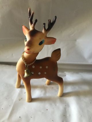 Vintage Rubber/plastic Christmas Reindeer Figure Japan 101j