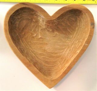 Vintage Wooden Heart Shaped Bowl Dish Hand Carved