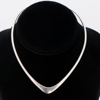 Vtg Sterling Silver - Solid Modern Pointed 13.  5 " Choker Collar Necklace - 24g