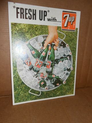 Vintage 1965 Fresh Up With 7 Up Easel Back Store Display Sign Advertising