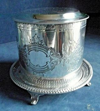 Large Ornate Silver Plated Biscuit Box C1900