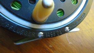 Vintage Fly Fishing Reel Pflueger Medalist 1498 DA with fly line Made in USA 2