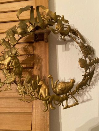 Vtg Dresden Petite Choses All Season Holiday Brass Metal Wreath Christmas Fall