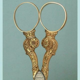 Antique French 18 Kt Gold Embroidery Scissors Circa 1830