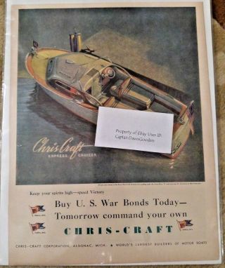 Vintage 1944 Chris Craft Advertisement - Express Cruiser
