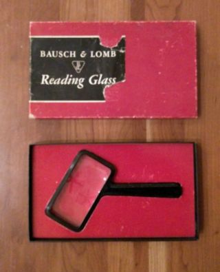 Vintage Bausch & Lomb Optical Reading Magnifying Glass Black 2 " X 4 "