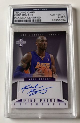 2012 - 13 Panini Innovation Kobe Bryant Los Angles Lakers Signed Auto Card Psa/dna
