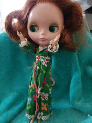 Vintage 1972 Kenner Blythe Doll Side Part Redhead Paisley Red Hair Pink Lip