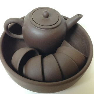 Vintage Chinese Unglazed Yixing Clay Pottery Tea Pot
