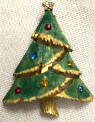3 Vintage Ugly Sweater Rhinestone Christmas Tree Brooches Brooch Pin Signed J.  J. 2