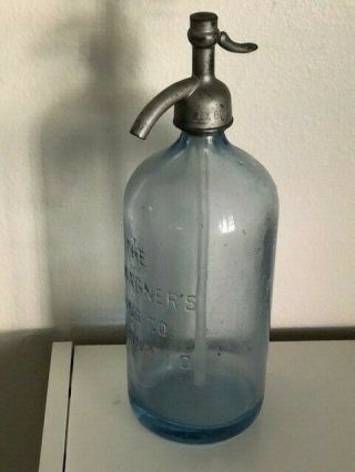 Vintage W T Wagners Sons Light Blue Glass Seltzer Bottle