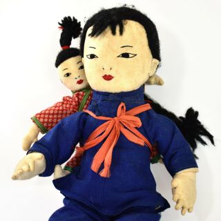 Vintage Mid - Century - Ada Lum - Chinese Cloth Dolls - Mother and Child 2