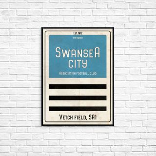 Vetch Field Swansea City Afc A3 Picture Art Poster Retro Vintage Style Print