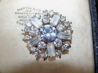 Vintage Jewellery Sparkling Crystal Baguette Rhinestone Snowflake Brooch Pin