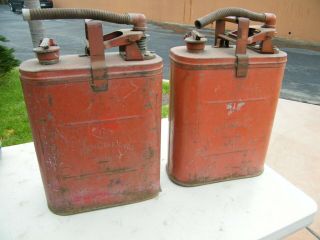 2 Vintage Protectoseal Co Chicago Metal Gas Cans 5 Gallon 8455 Fm